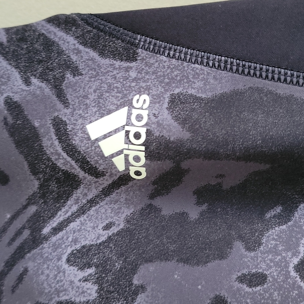 Adidas x Zoe Saldana Collection 7/8 Black & Grey Patterned Leggings XS - Picture 4 of 14